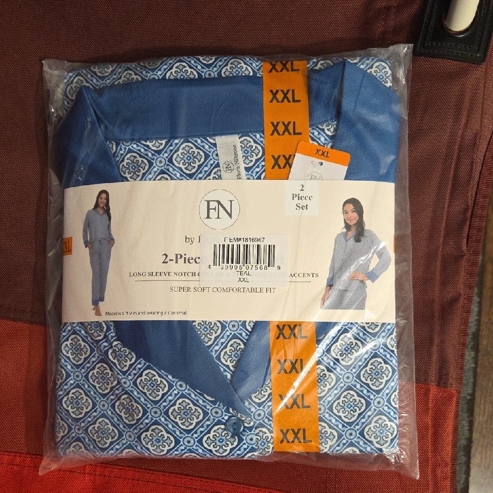 Flora Nikrooz Blue and White Pajama Set